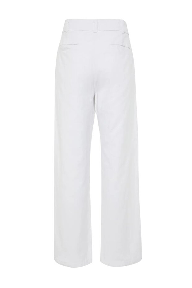Beyaz Loose Fit Etiket Detaylı Pantolon TMNSS23PL00038 - 10