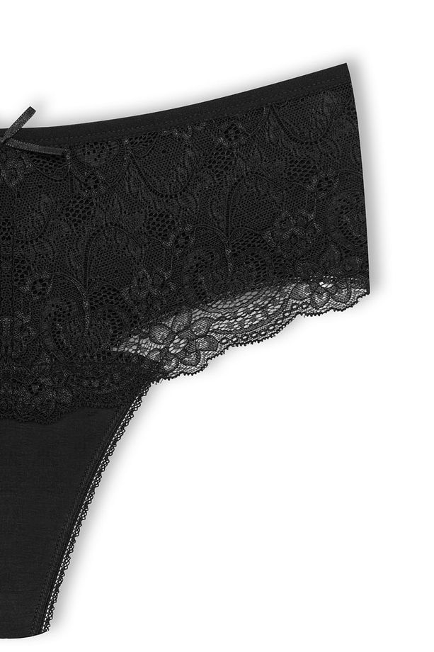 5'li Önü Dantel Yüksek Bel Büyük Beden Kadın String - 8