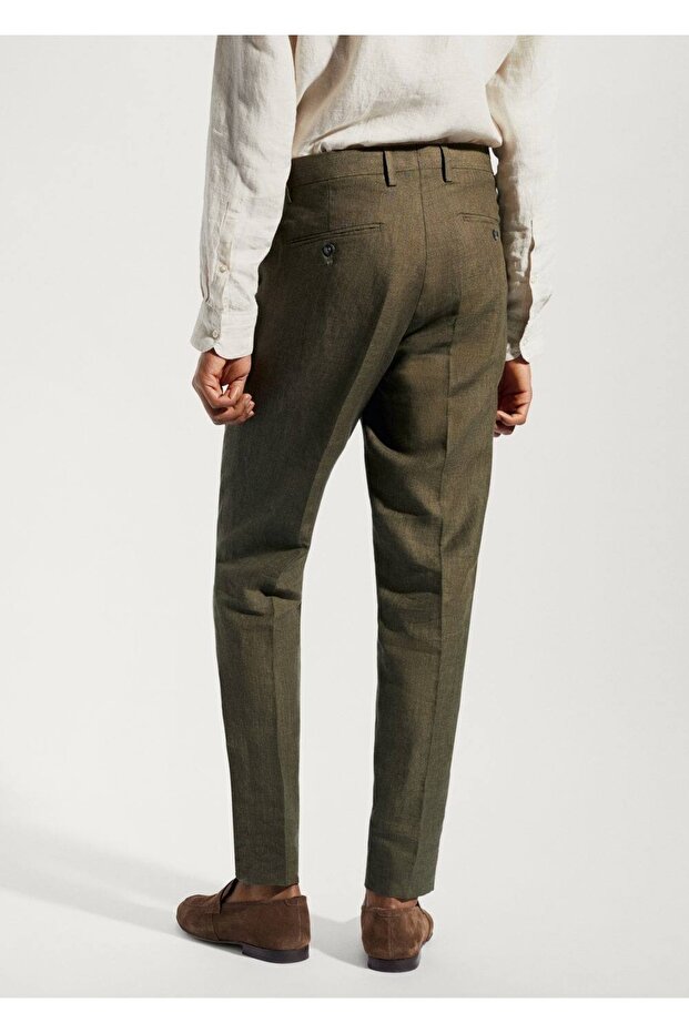 %100 Keten Pantolon - 4