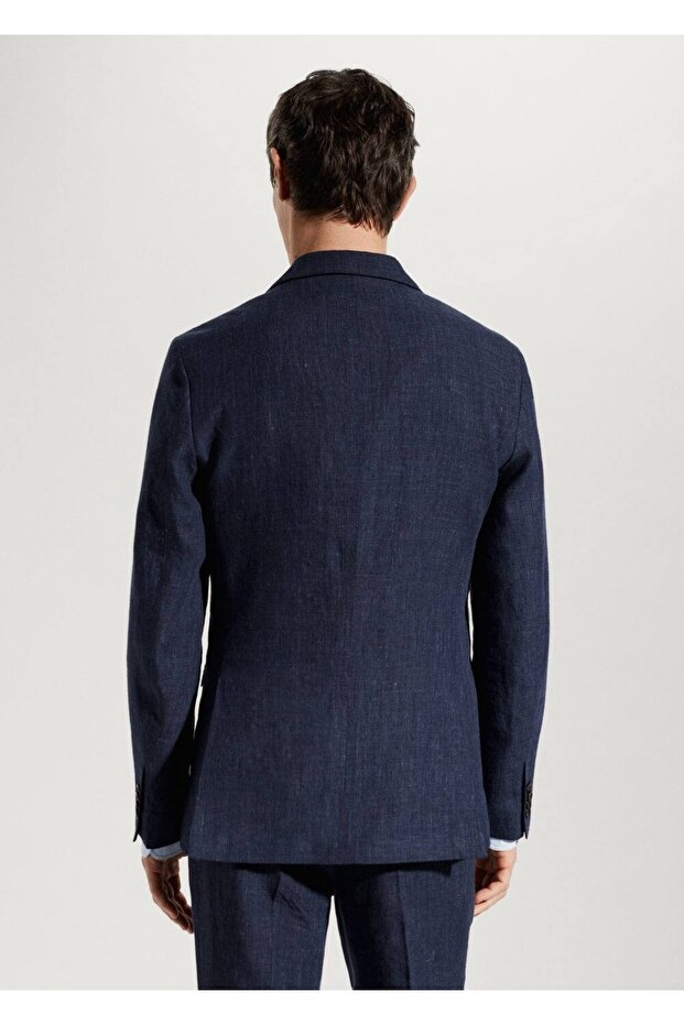 %100 Keten Kumaş Blazer Ceket - 4