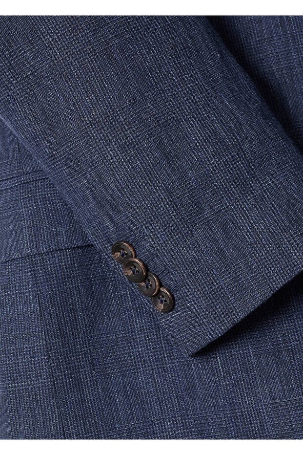 %100 Keten Kumaş Blazer Ceket - 6