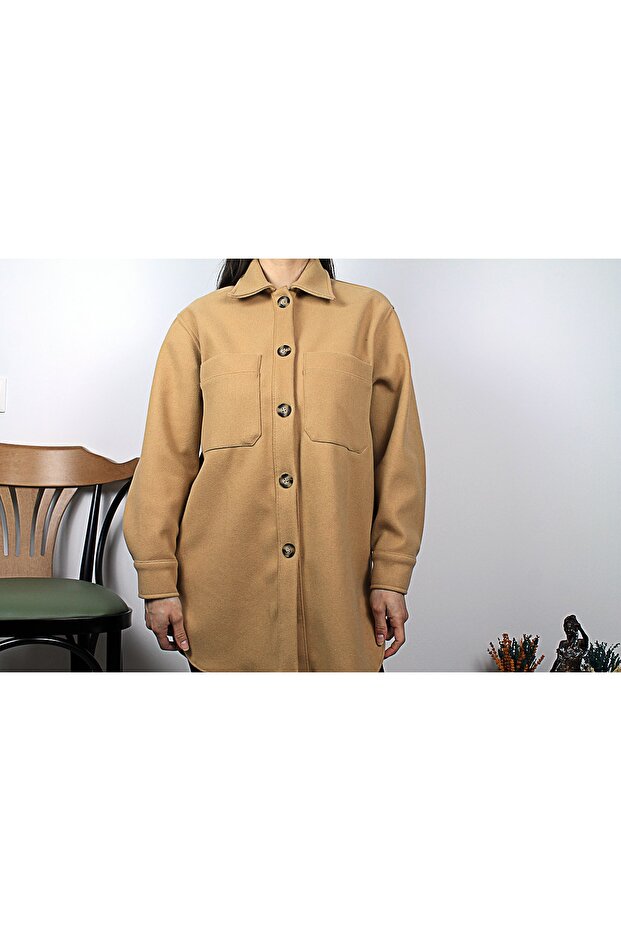Cep Detaylı Gömlek Kahverengi - 2