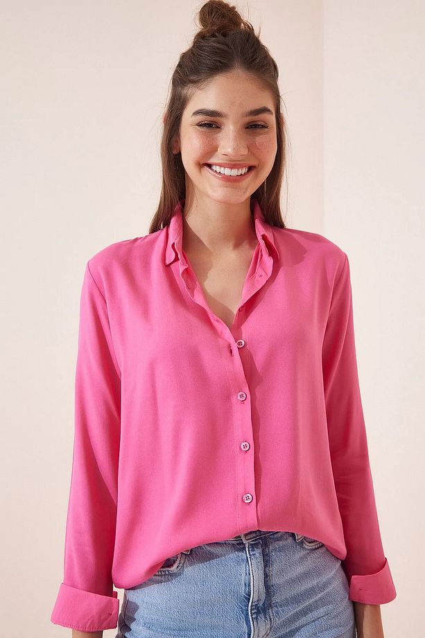 Ipeksi Dokulu Regular Fit Pembe Gömlek - 2