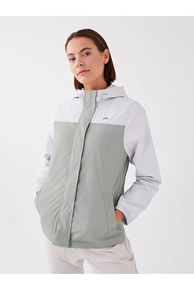 Damen-Regenmantel aus wasserabweisendem Stoff mit Kapuze - 2