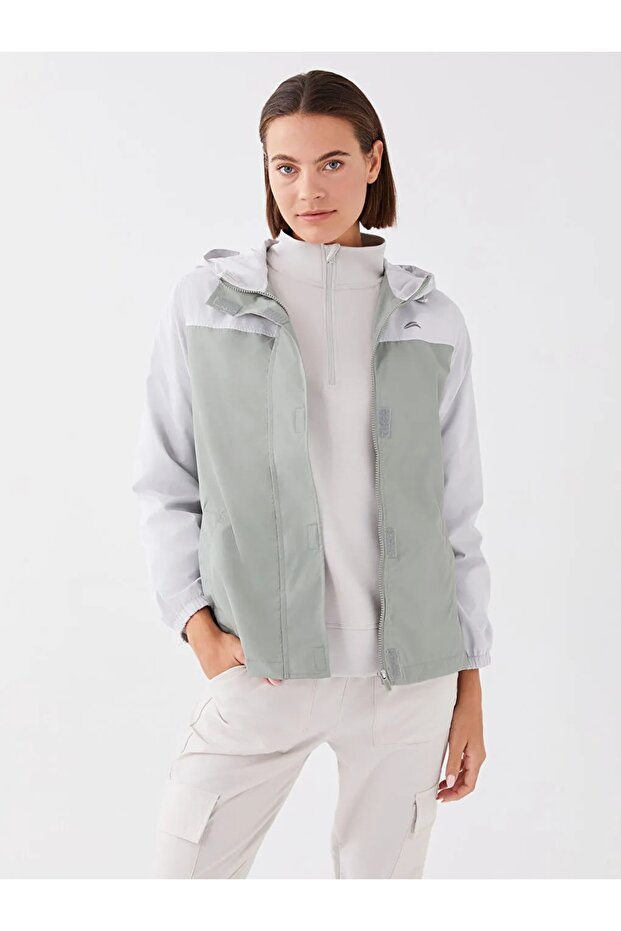 Damen-Regenmantel aus wasserabweisendem Stoff mit Kapuze - 3