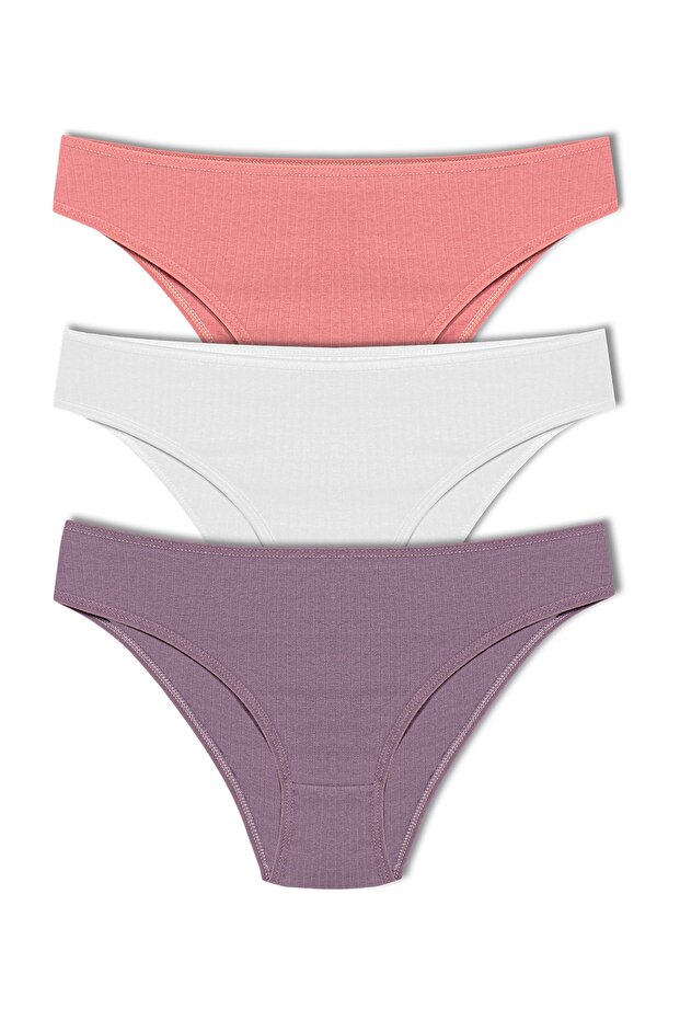 3-Piece Cotton Twill Texture Women's Slip Panties
