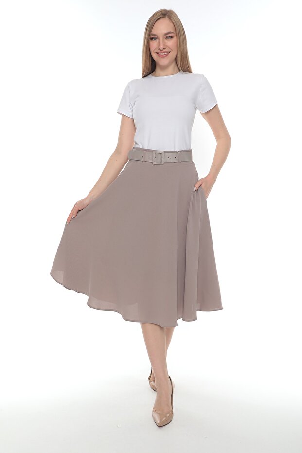 Women's Etamine Pattern Flared Skirt Spring Dress 70 Cm Long 780 Stones
