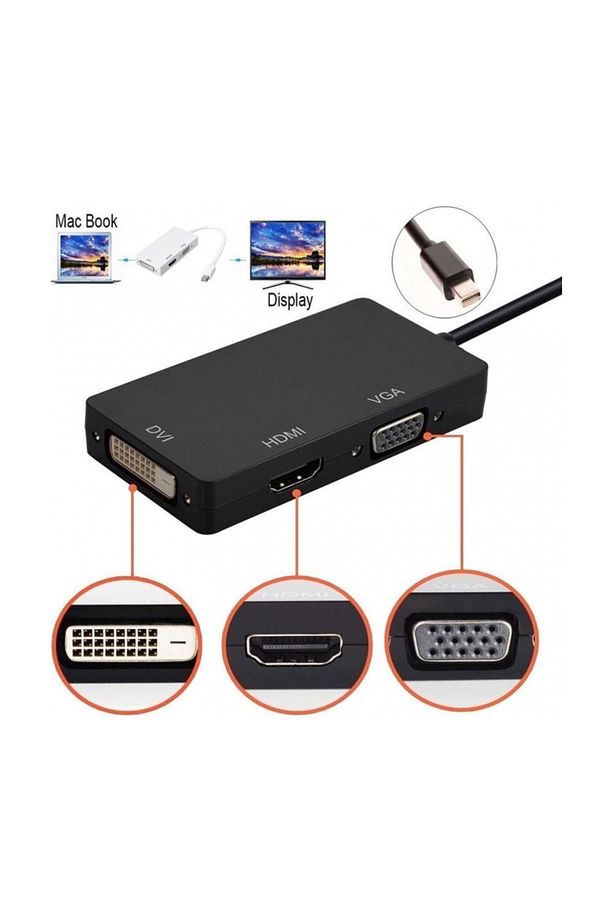 Mini Display Port 3in1 Hdmi Vga Dvi Çevirici Dönüştürücü Aktarım - 1