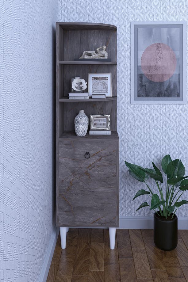 Dekoratif Dolap Köşe Rafı, Çok Amaçlı Raf, Salon Rafı Mdf - 2