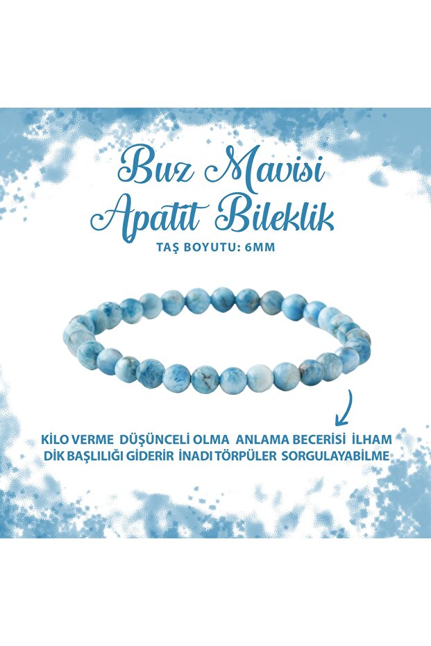 Certified Ice Blue Apatite 6mm Natural Stone Bracelet