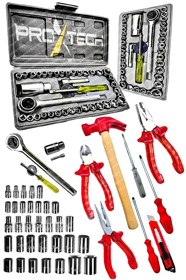 Çok Fonksiyonlu 48 Parça Krom Çelik Cırcırlı Lokma Pense,yankeski,tornavida Kontrol Kalemi Ful Paket - 1
