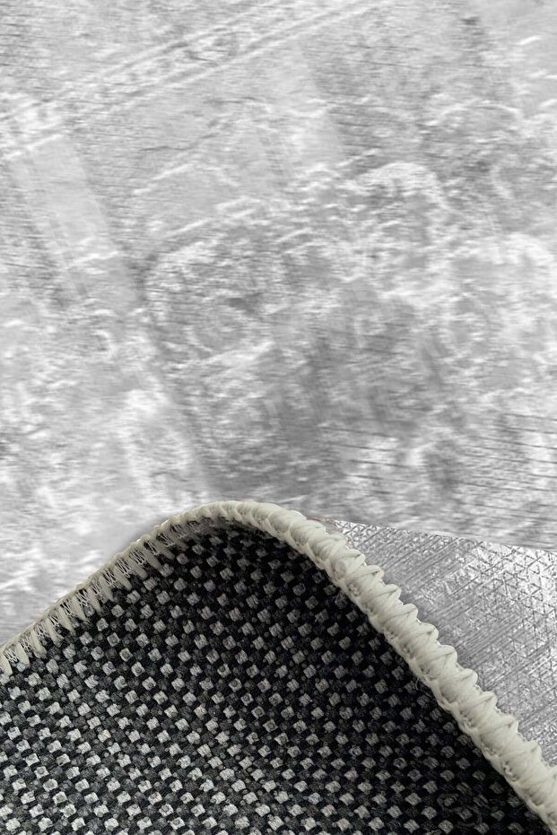 Kali Kadife Eko Desenli Pamuk Tabanlı Yıkanabilen Kaydırmaz Antibakteriyel Salon Halısı - 4