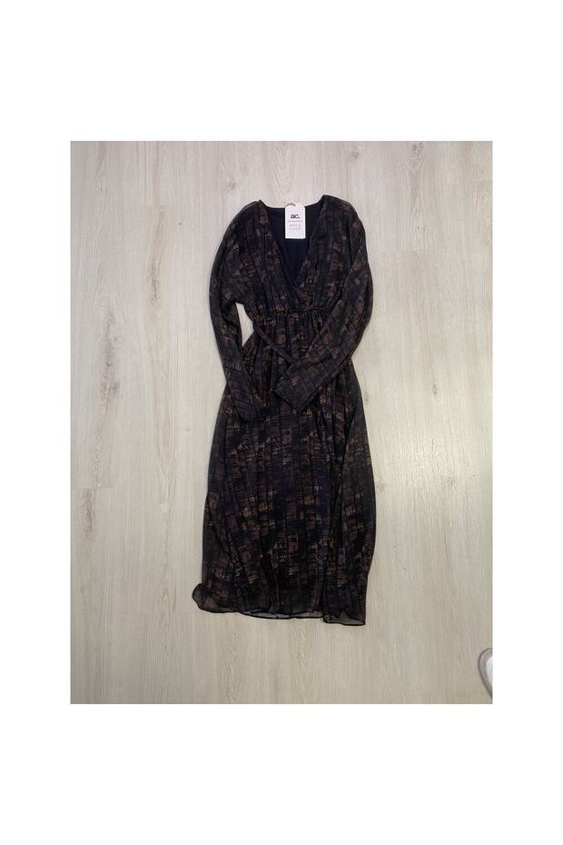 Acı Kahve Şifon Elbise - 4