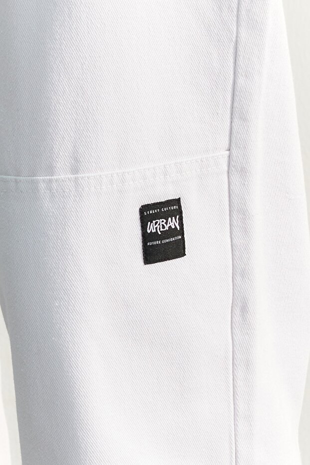 Beyaz Loose Fit Etiket Detaylı Pantolon TMNSS23PL00038 - 9