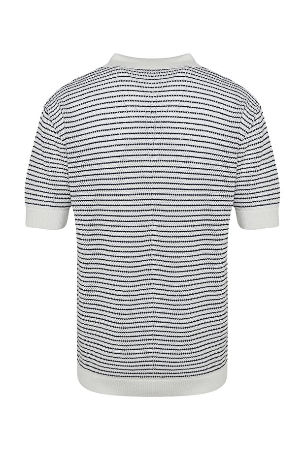 Lacivert Relaxed Kısa Kol Polo Yaka Triko T-shirt TMNSS23PO00026 - 8