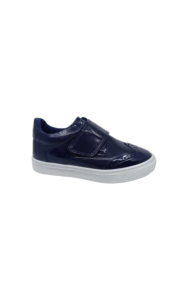 300 Baby Boy's Navy Blue Patent Leather Velcro Sports Model Shoes