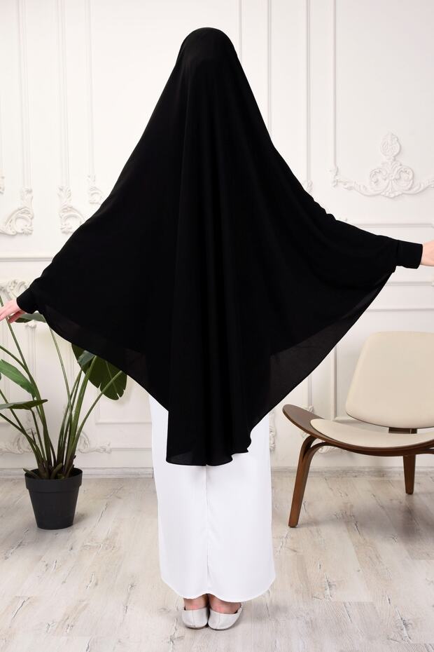 Kollu Pratik Bağlamalı Oval Uzun Sufle Eşarp - 3