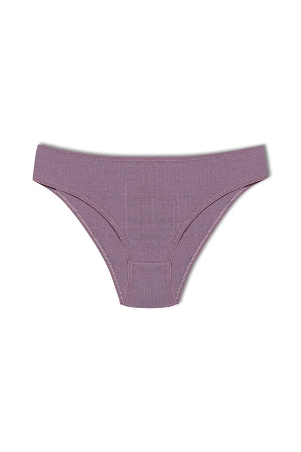 5'li Pamuklu Fitilli Doku Kadın Slip Külot - 6