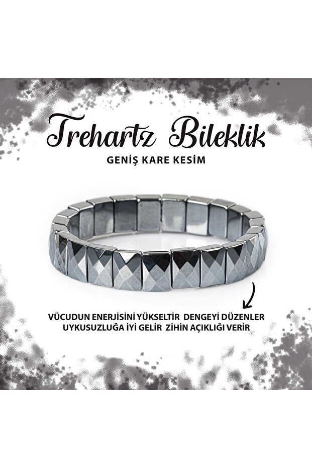 Certified Trehartz Natural Stone Square Cut Wide Cut Bracelet