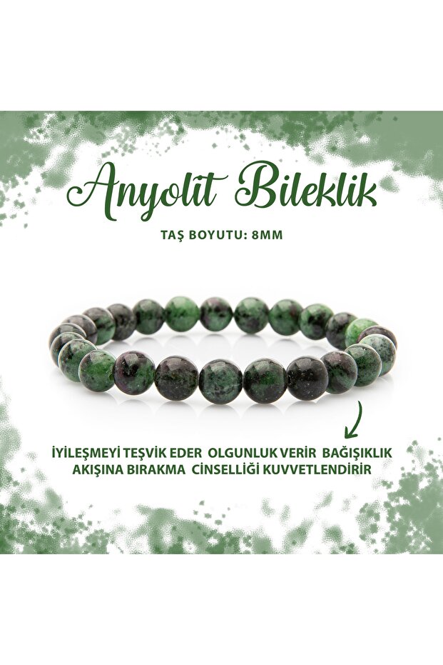 Certified Anyolite 8mm Natural Stone Bracelet