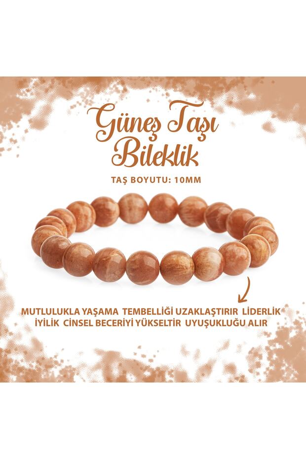Certified Sun Stone 10mm Natural Stone Bracelet