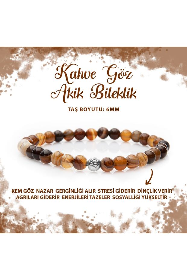 Certified Coffee Eye Agate 6mm Natural Stone Bracelet