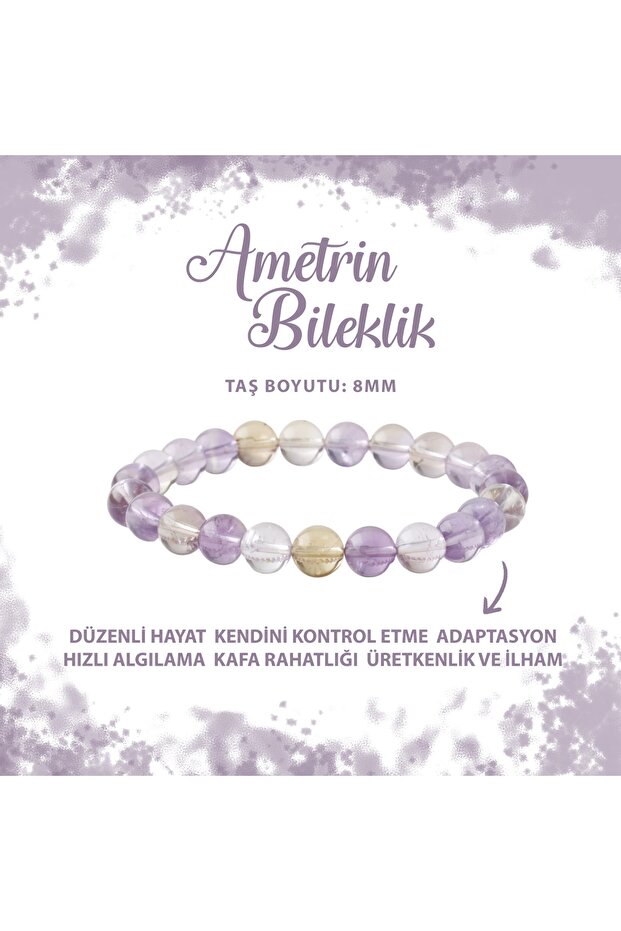 Certified Ametrine 8mm Natural Stone Bracelet