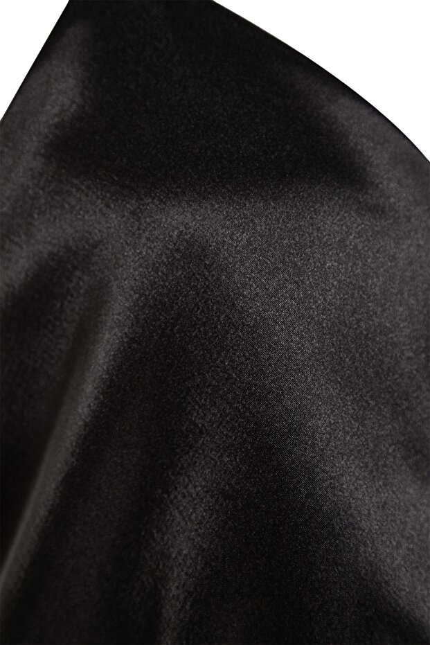 Siyah Dantelli İp Askılı Crop Saten Şortlu Dokuma Pijama Takımı THMSS22PT0264 - 8