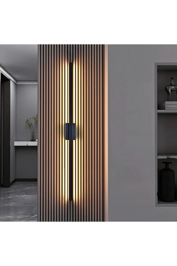 70 cm Black Sword Led Wall Sconce - 3000K Yellow Light, Rectangular Rosace - 3
