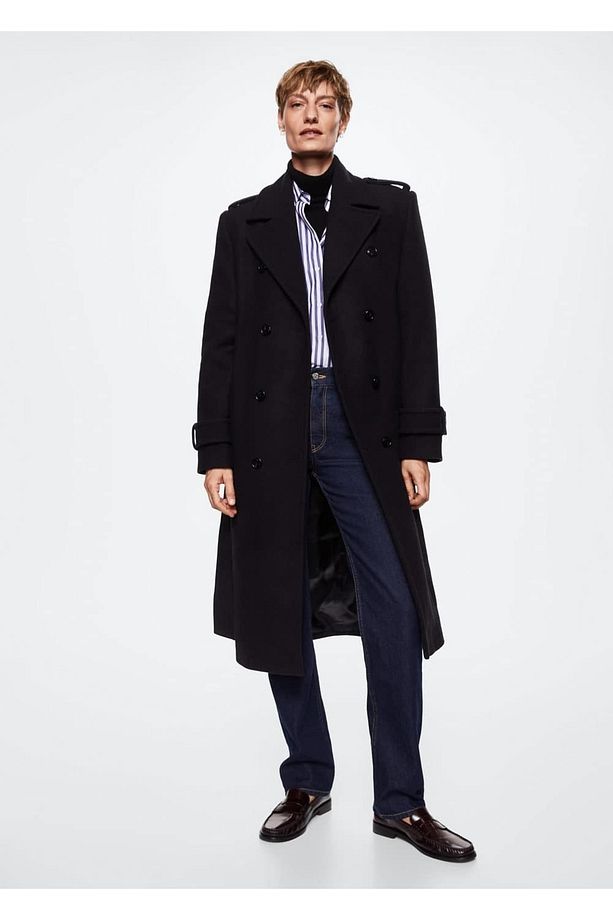Oversize Saf Yün Trençkot - 2