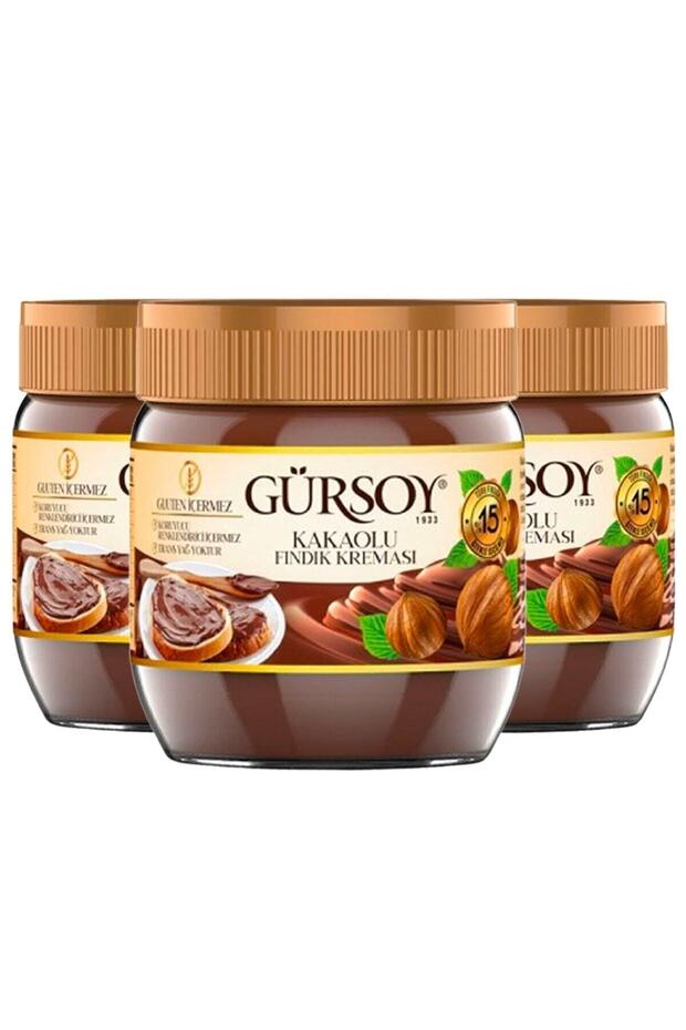 Kakaolu Fındık Kreması 400 gr 3 Adet Glutensiz - 1