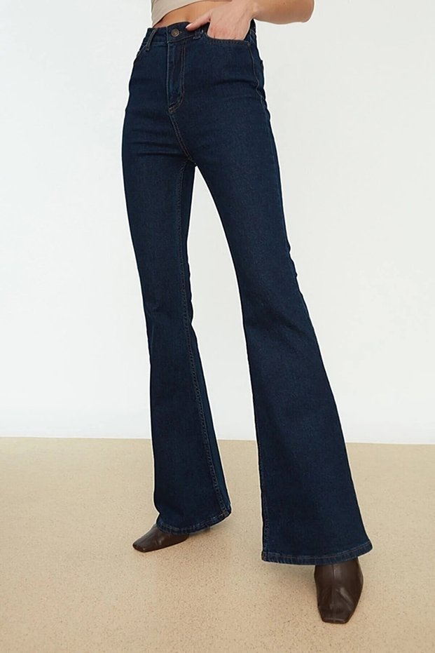 Verona Dark Blue Flared Leg Flare Super High Waist Women's Jeans