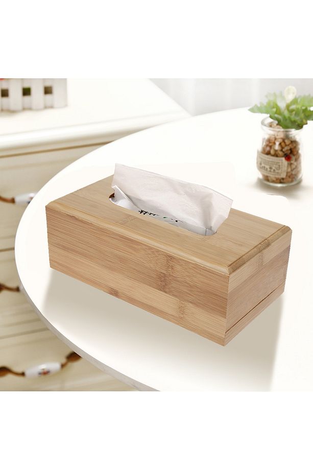 Kağıt Mendil Kutusu Bambu 22*12*8 Cm Ahşap Peçetelik Masa Üstü Peçetelik - 2