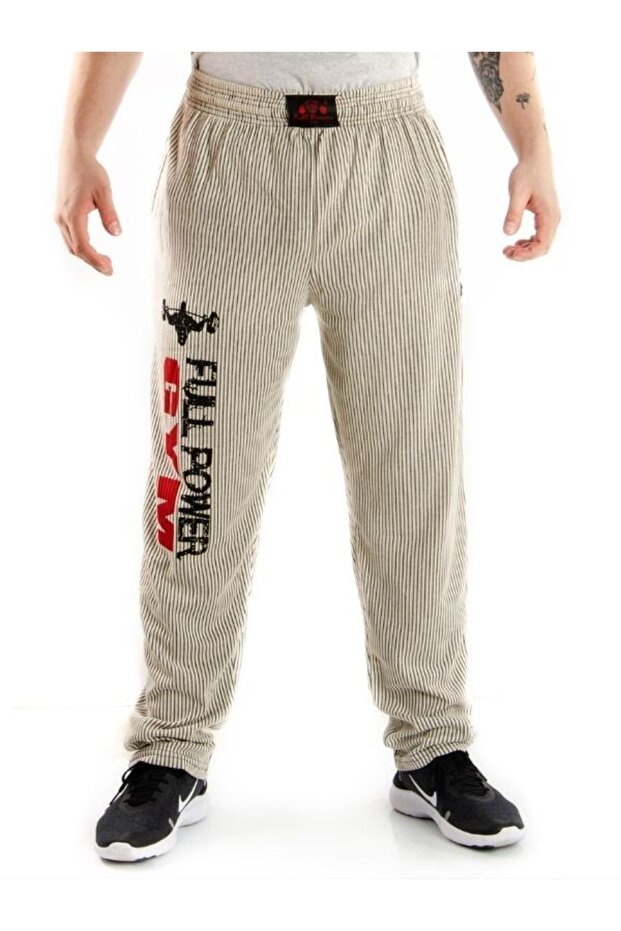 Gym Bottom Sports Tracksuit White (Striped)