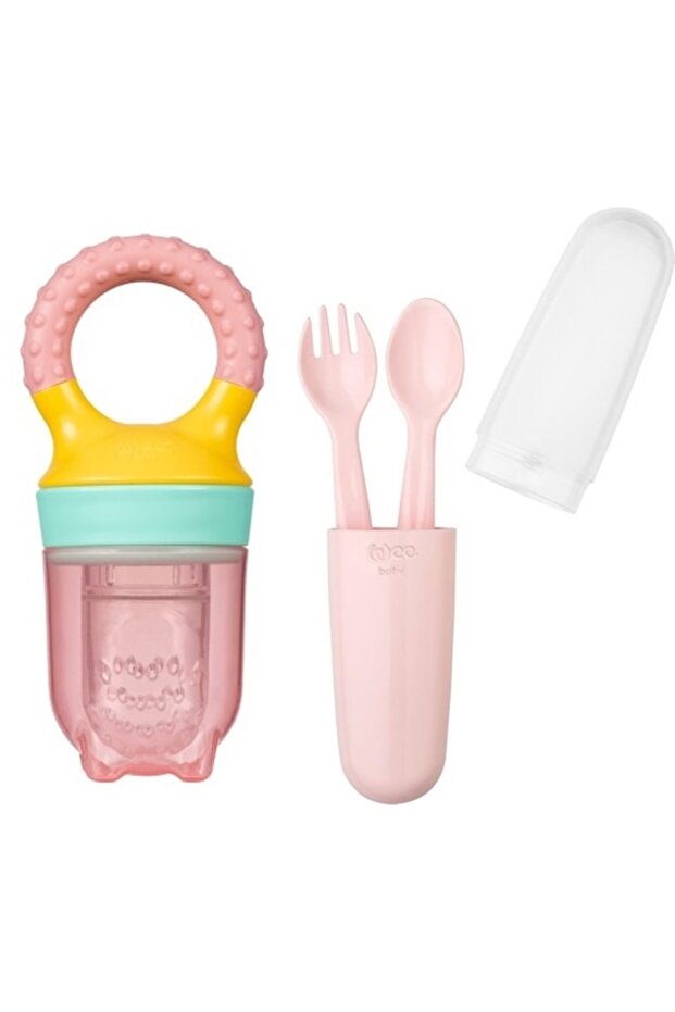 مصفاة الفاكهة الوردية ومجموعة ملعقة الشوكة - 1