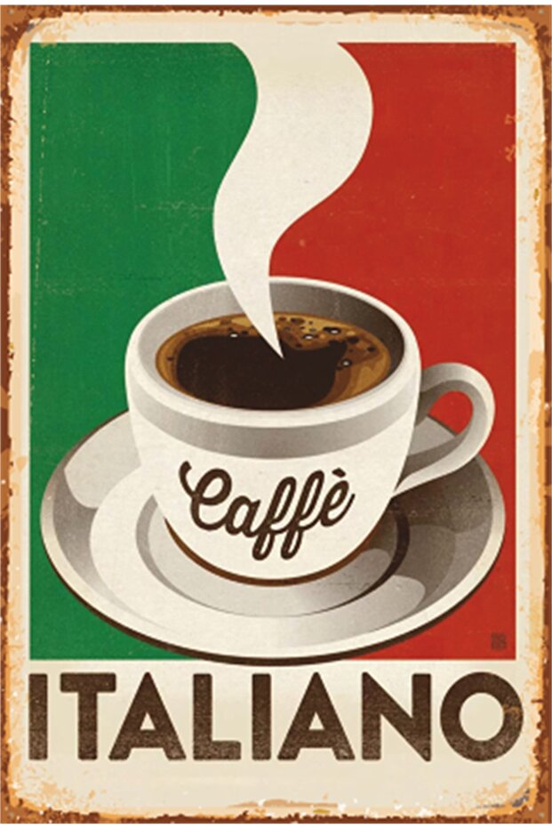 Italian Coffee Kitchen Decoration Retro Wooden Poster