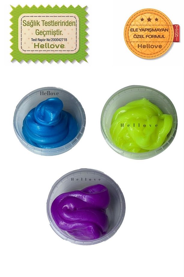 Fosforlu Slime 3 Farklı Renk 3 Lü Pofuduk Slaym Oyun Hamuru - 1