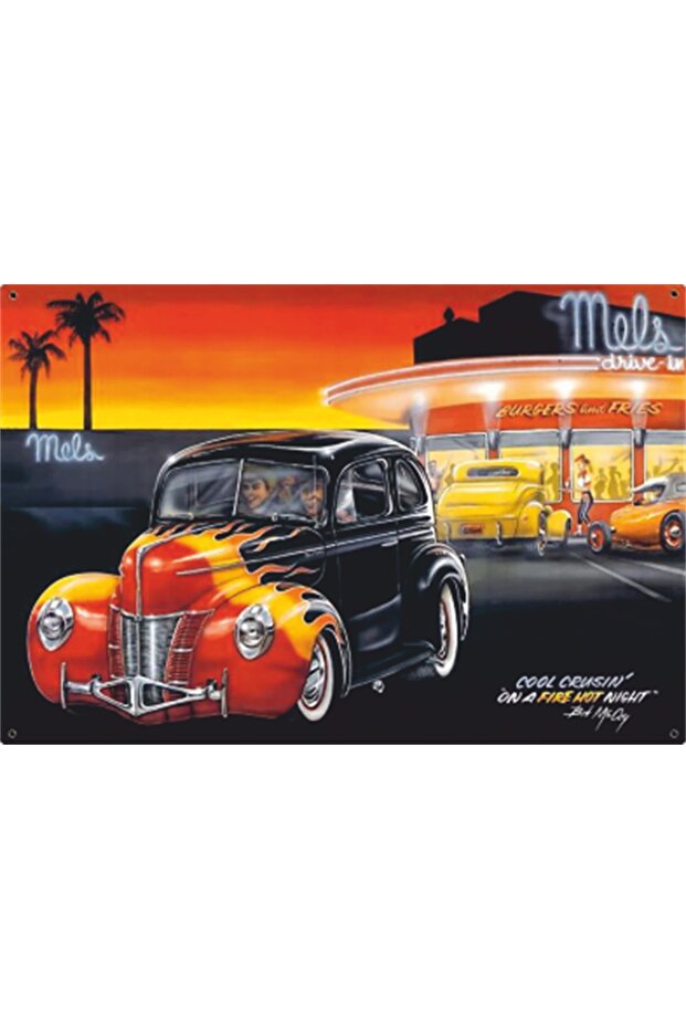 Classic Car America Hawaii Retro Wood Poster