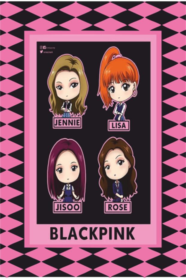 K-Pop Black Pink Frame Look Retro Wooden Poster-10