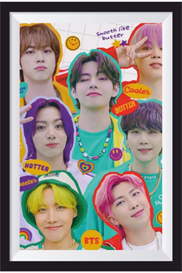 ملصق خشبي بمظهر إطار K-pop Bts-8