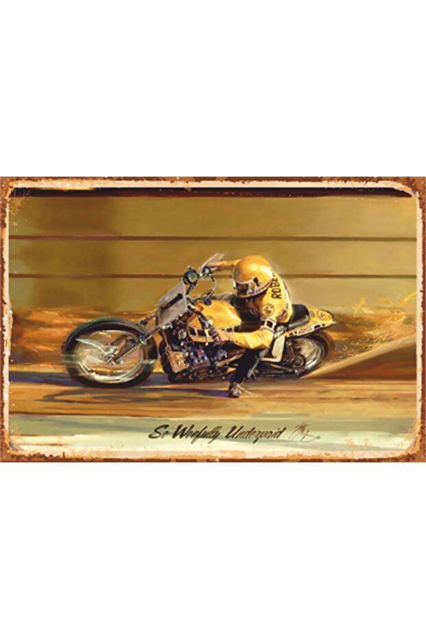 Dangerous Drift Motor Racing Retro Wooden Poster