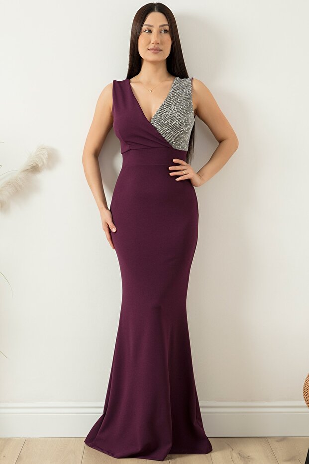 Rochie de seară lungă cu gât dublu 13213 - 4