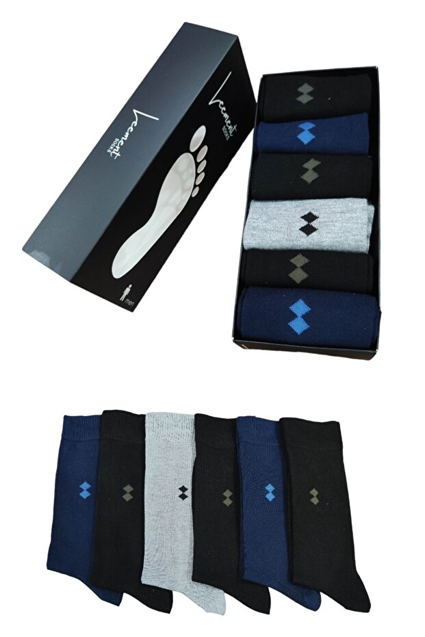 Men's Thin Summer Bamboo Patterned 6 Pairs Premium Series Socks