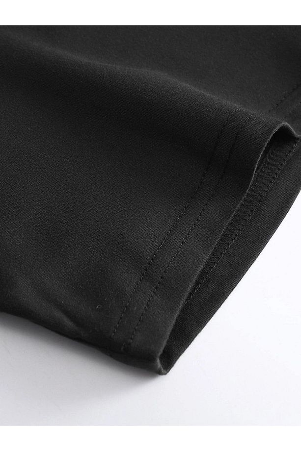 Erkek Siyah Dikey Baskılı Oversize Şort Tişört Takım - 5