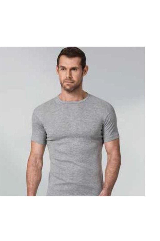 6-Piece Rib Fabric Men's Undershirt Athlete 0 Collar Thin Piping 111 Gray 6-Piece Pack