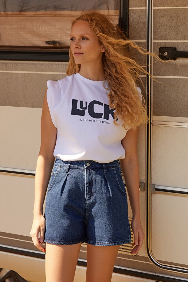 Mavi More Sustainable Pileli Yüksek Bel City Boy Denim Şort TWOSS20SR0129 - 5