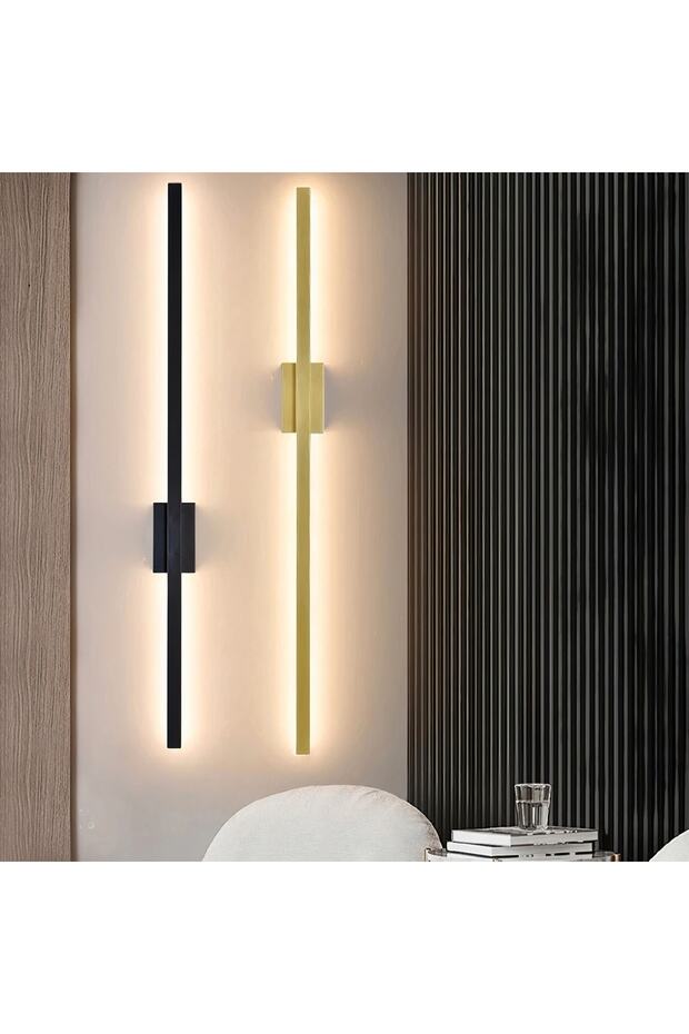 70 cm Black Sword Led Wall Sconce - 3000K Yellow Light, Rectangular Rosace - 4