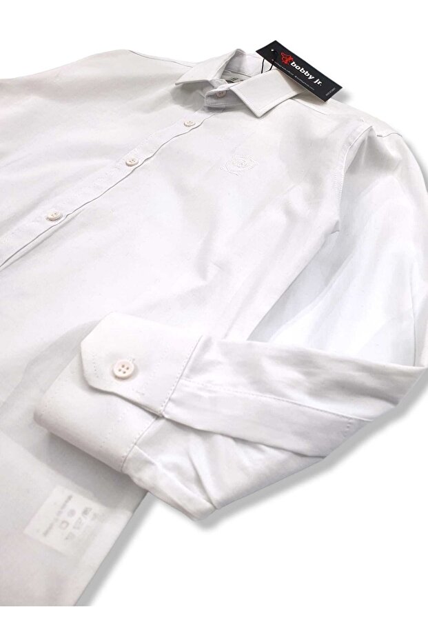 Önü Nakışlı Kol Çift Düğmeli Fit Kalıp Gömlek - 2