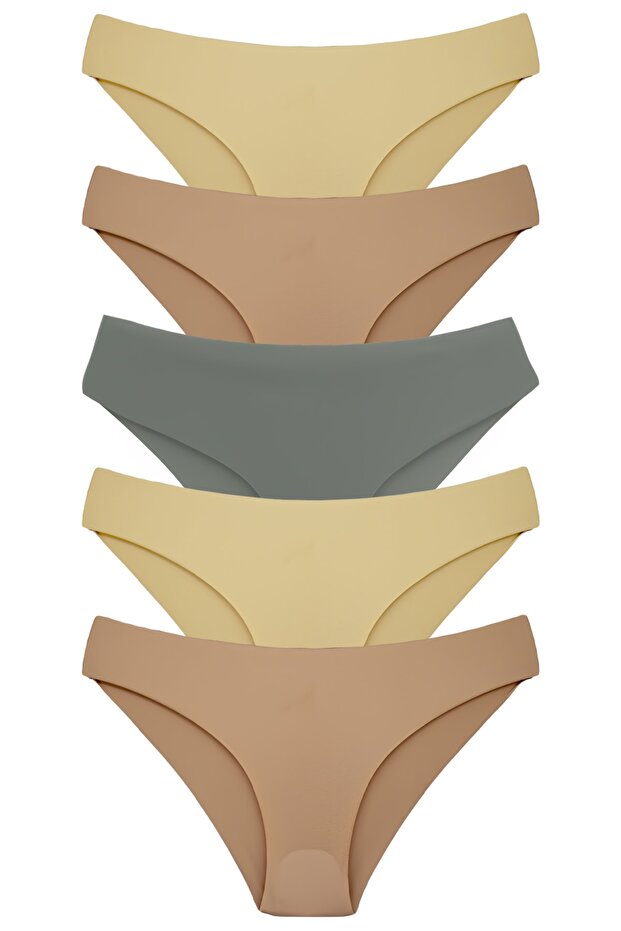 5-Piece Interlock Fabric Laser Cut Seamless Non-Marking Slip Women's Panties