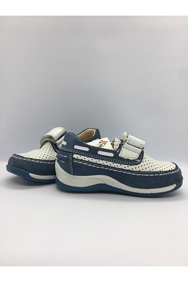 Çocuk Ayakkabı 0116 - Kot Nubuk Beyaz Deri - 3